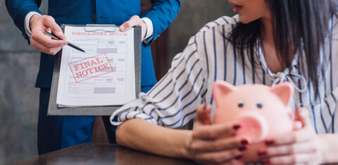 woman receiving a final notice from a debt collector