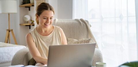 woman working on a laptop