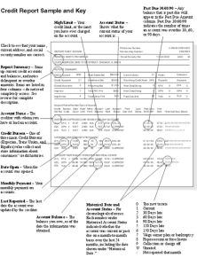 Sample credit report and key