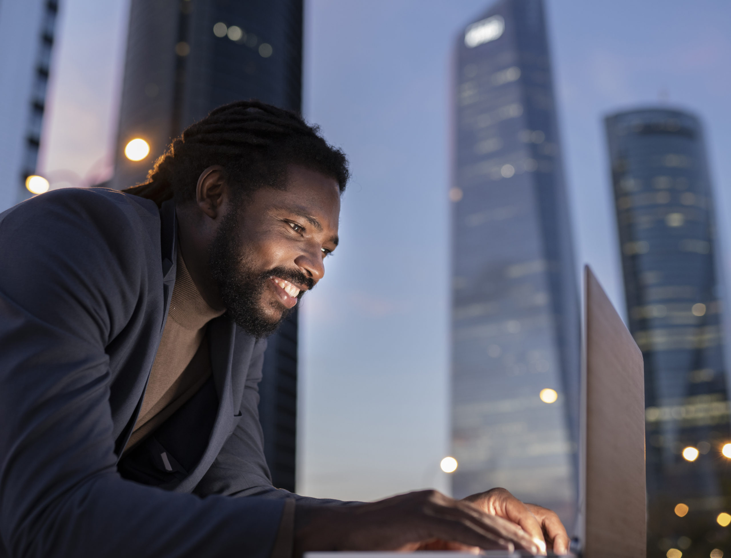 businessman with laptop working