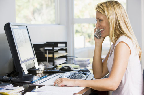 woman on the computer