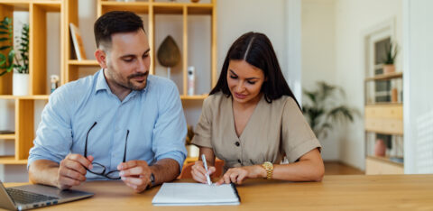 Couple making financial plans together