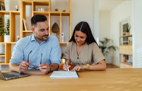 Couple making financial plans together