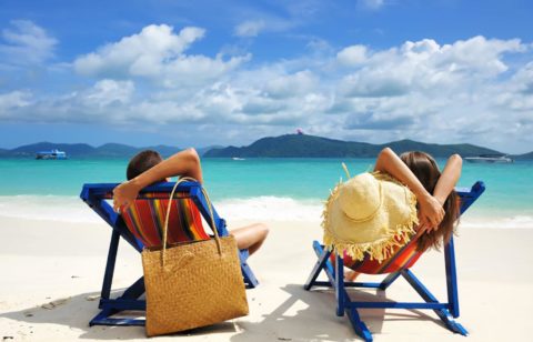 Two people on vacation debt and worry free