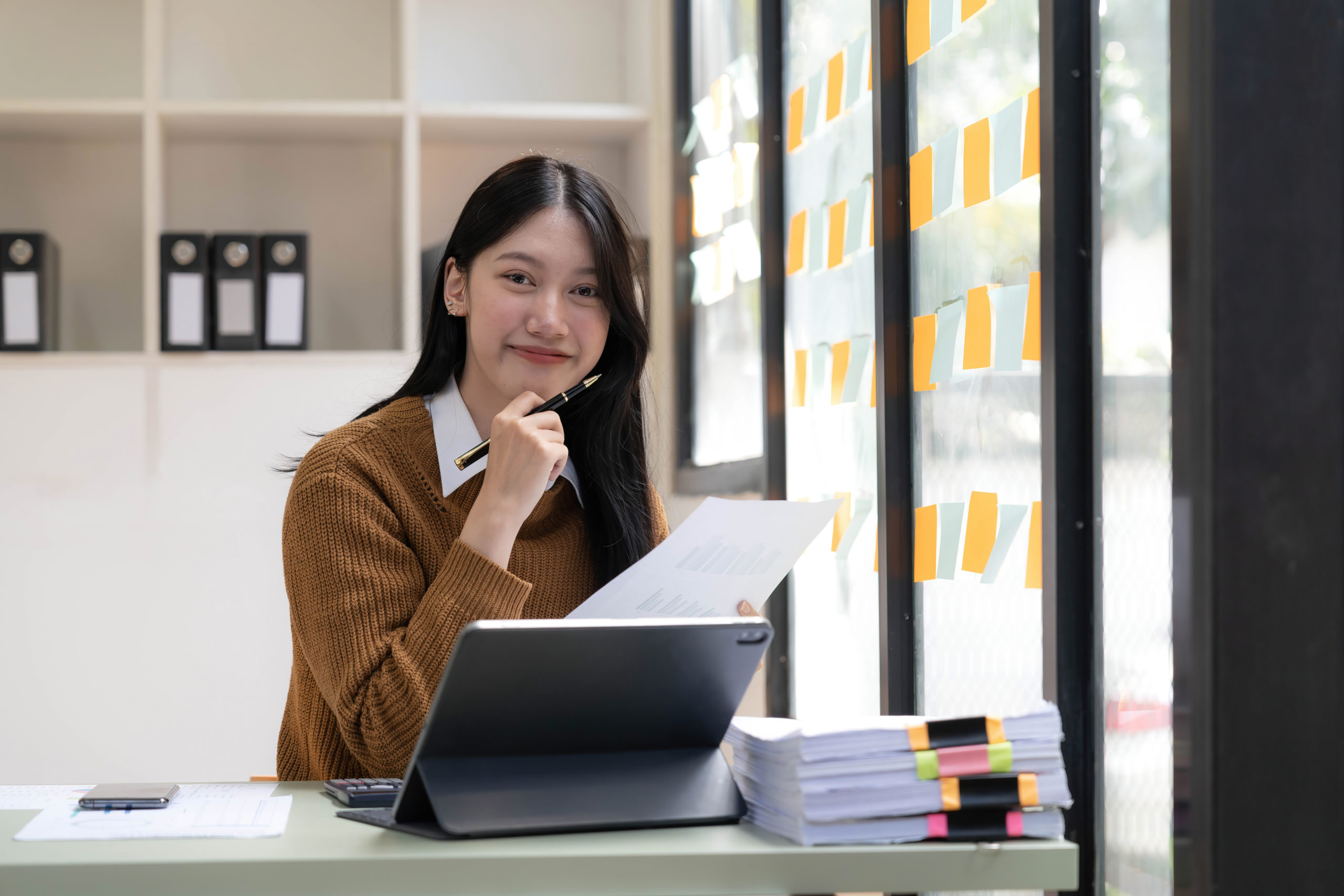 businesswoman filing taxes early