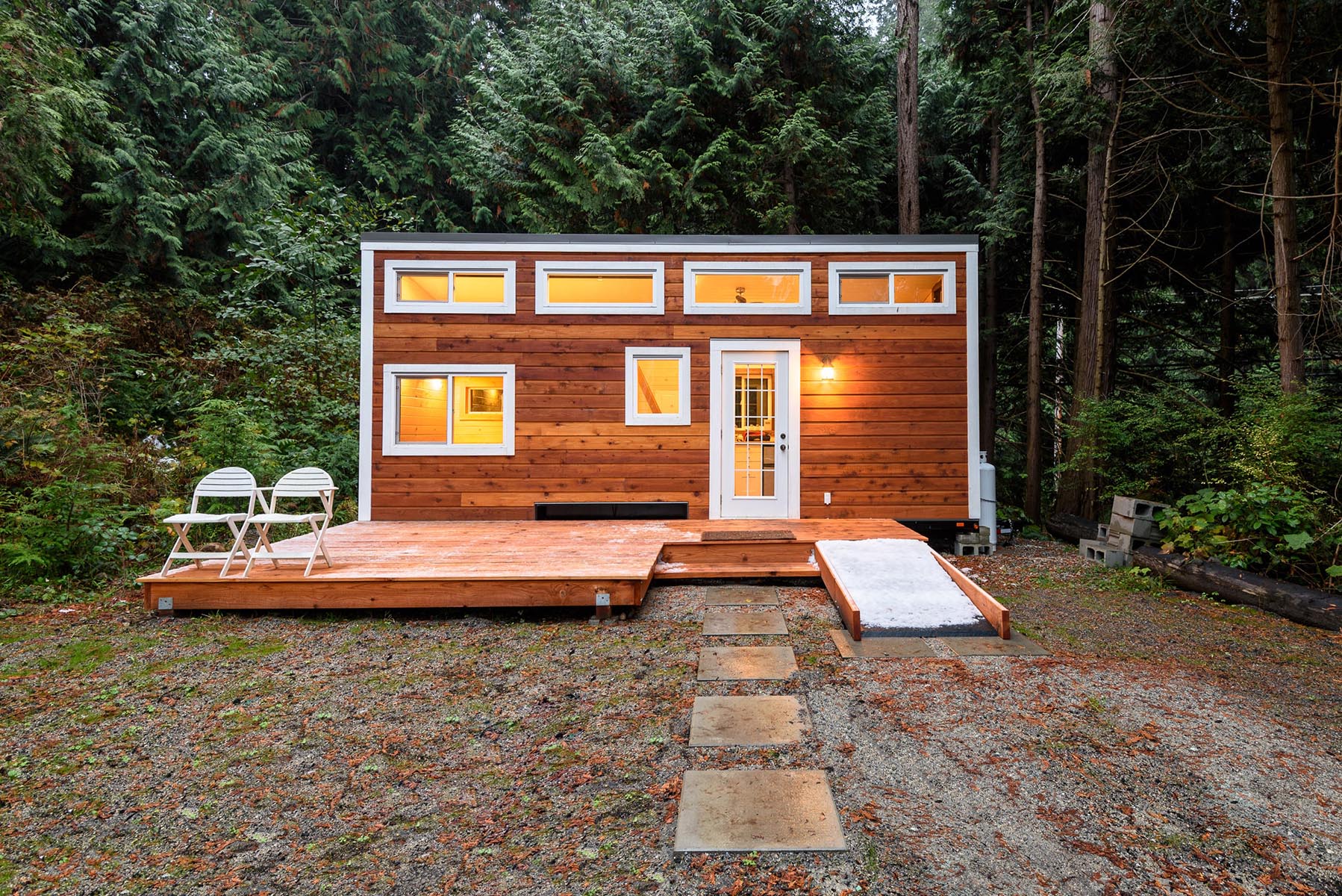 a tiny house in the woods