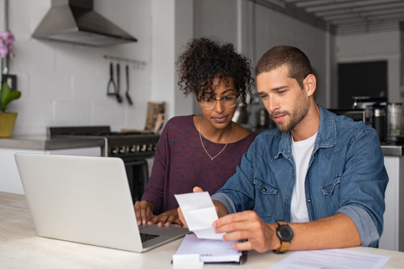 couple looking at a computer