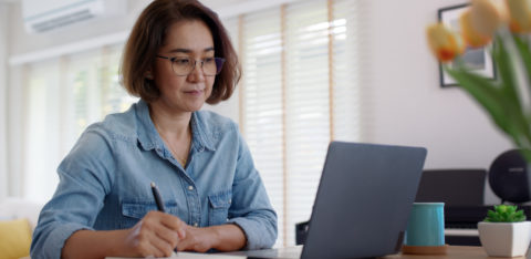 woman working on money management