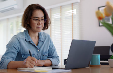 woman working on money management