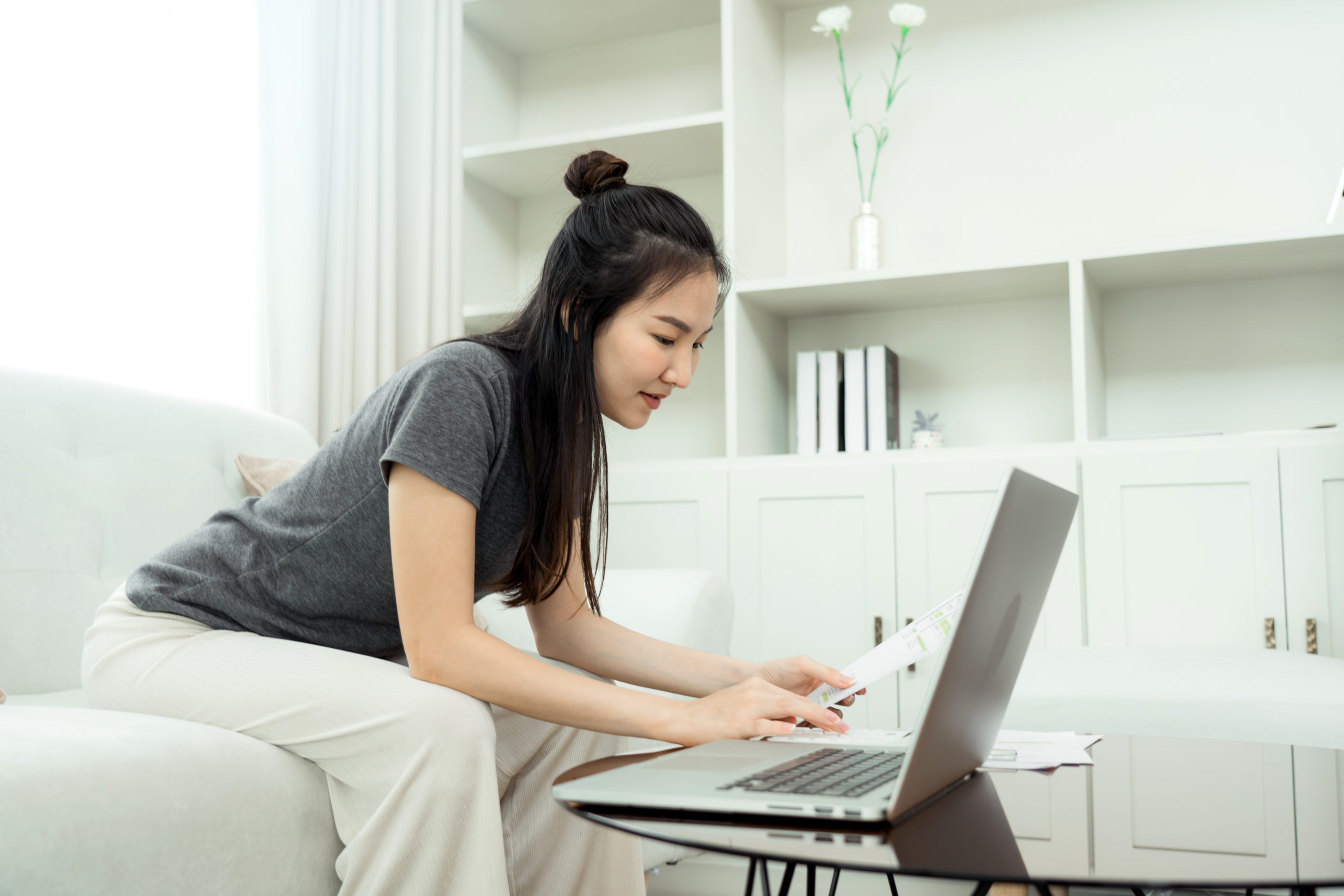 woman using laptop