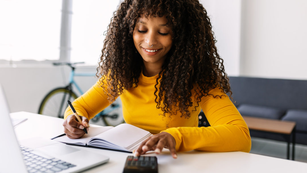 woman organizing her finances