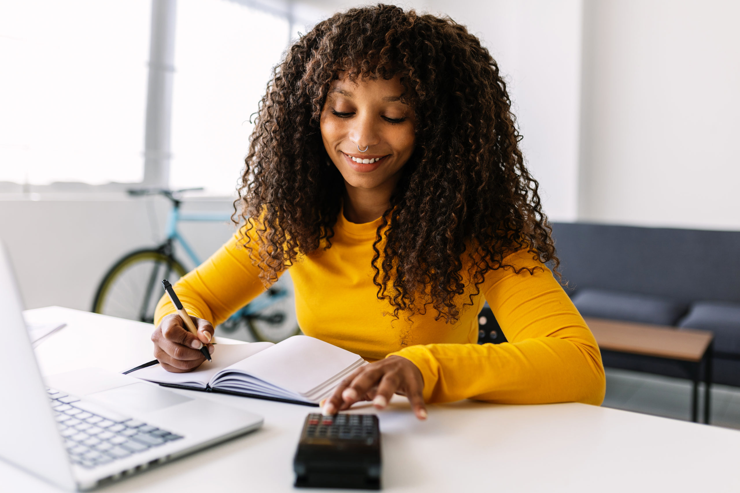 woman organizing her finances