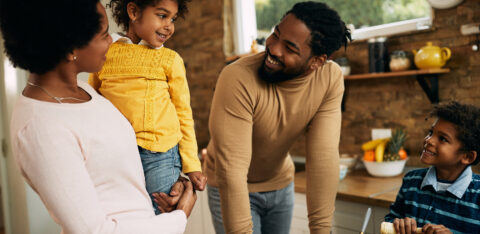 Parents discussing finances with kids