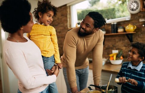 Parents discussing finances with kids