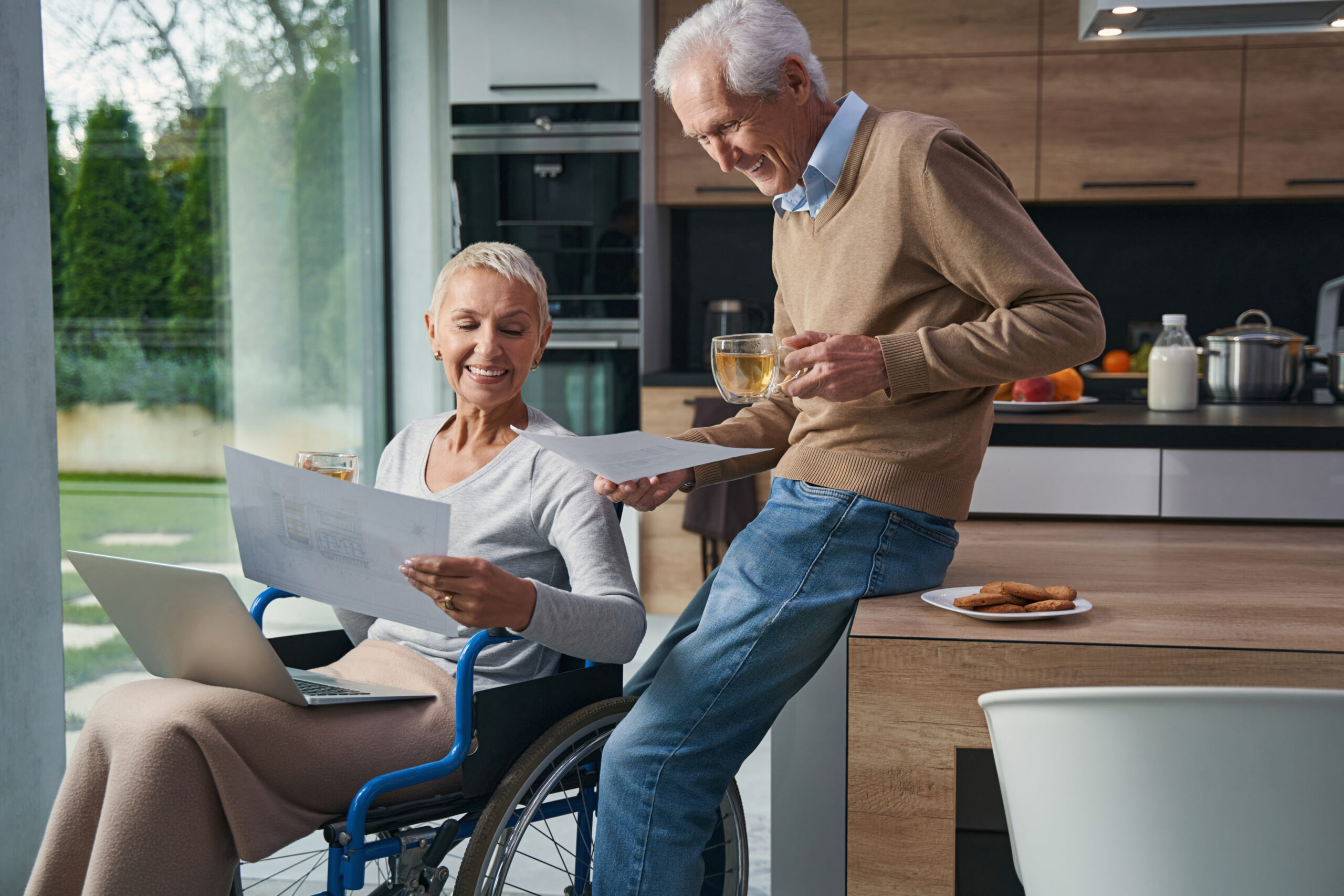 retired couple sorting through finances