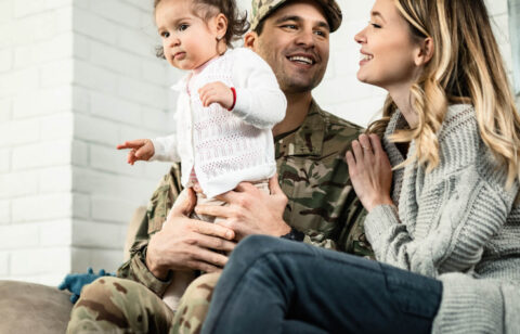 happy military family enjoying in time together