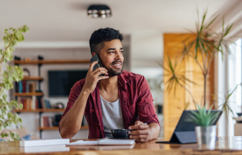 Adult man, making plans with his business partner.