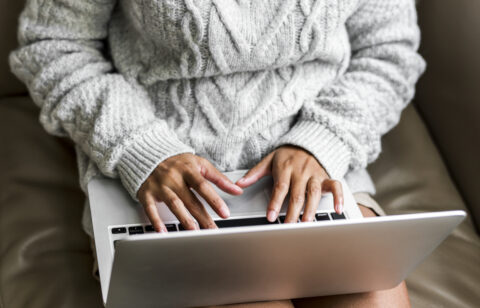 Woman working on a laptop