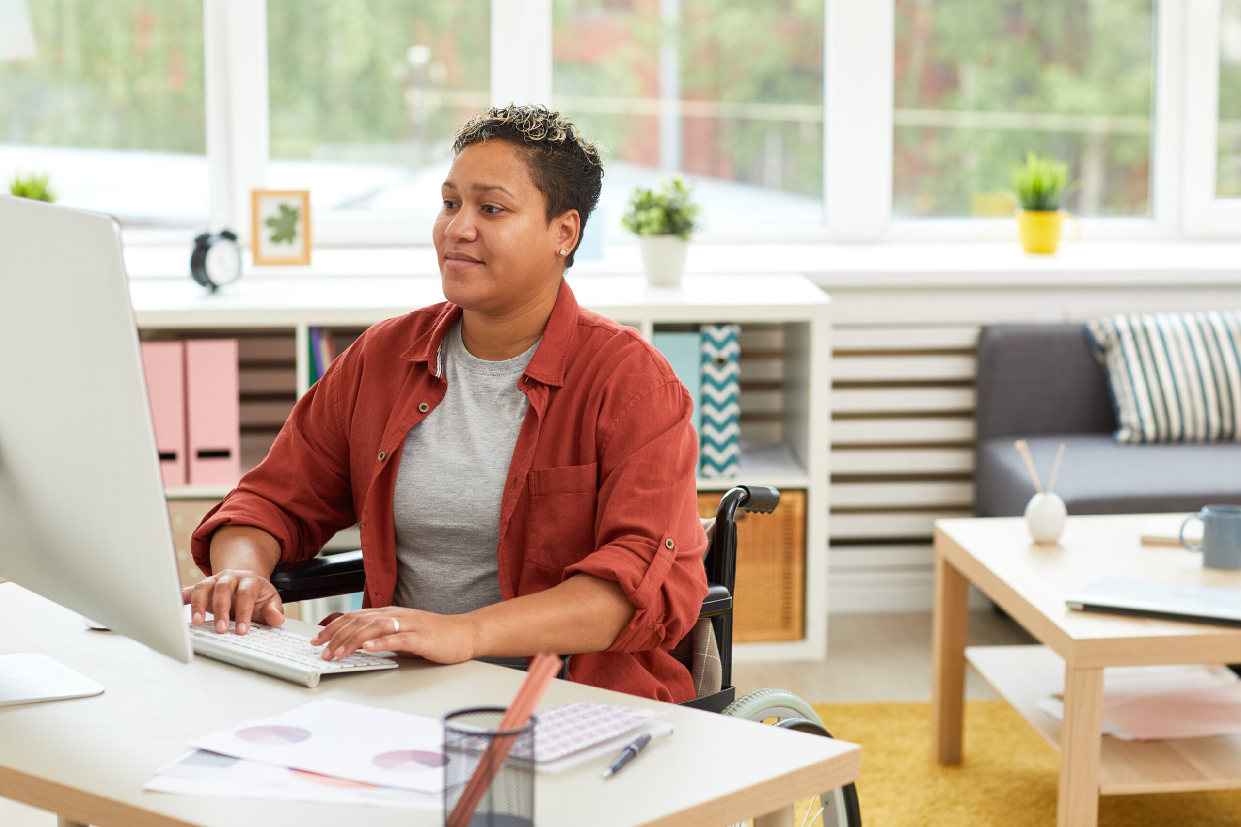 Woman working on computer